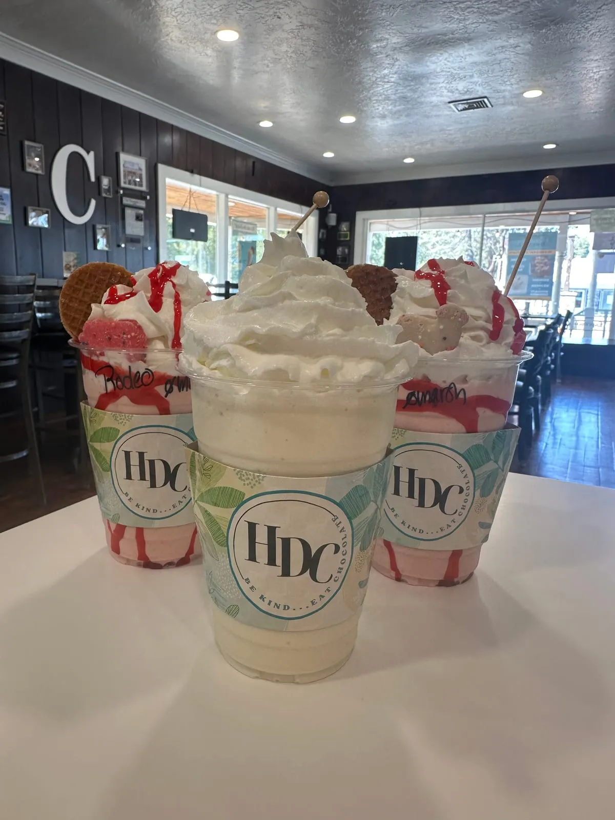 HDC logo printed on custom marshmallows topping milkshakes and cocoa